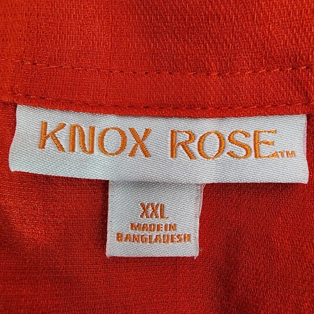 Knox Rose Womens Top XXL Orange V Neck Lace Up Flutter Short Sleeve Boho Casual